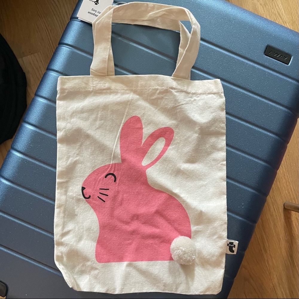 Flying Tiger Copenhagen Bunny Rabbit Pink Mini Tote Bag NWT